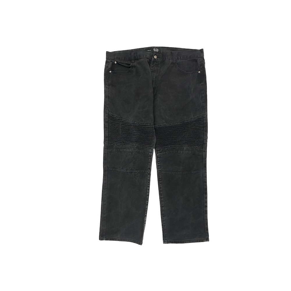 New York Premium Label Moto Jeans Mens 46x32 Black Ribbed Knee Biker Denim